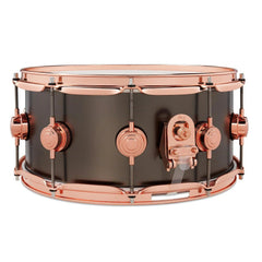 DW Collector's Series 6.5x14 Black Satin Over Brass Snare Drum w/ Copper Hardware