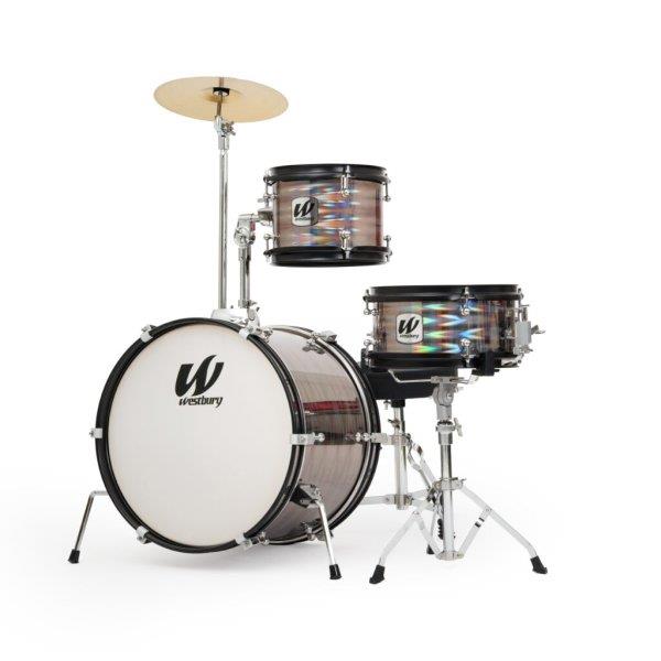 Westbury 3 PC Junior Drum Kit w/ Hardware, Cymbals & Throne - Prismatic Finish